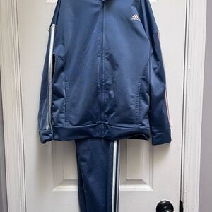Adidas Navy Tracksuit with White and Pink Accents